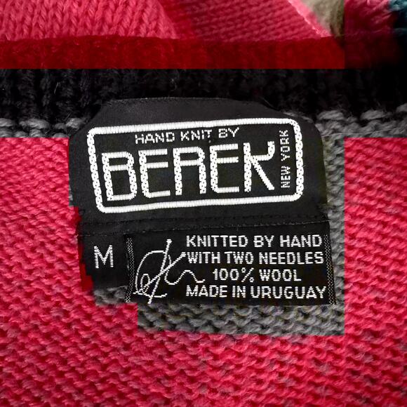 Vintage Berek Horseshoe Jockey Hand Knit Wool Western Cardigan Sweater - Picture 3 of 6